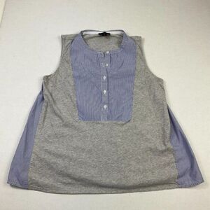 J.Crew Womens Cotton Mixed Media Henley Tank Top Sleeveless Button Shirt S Small